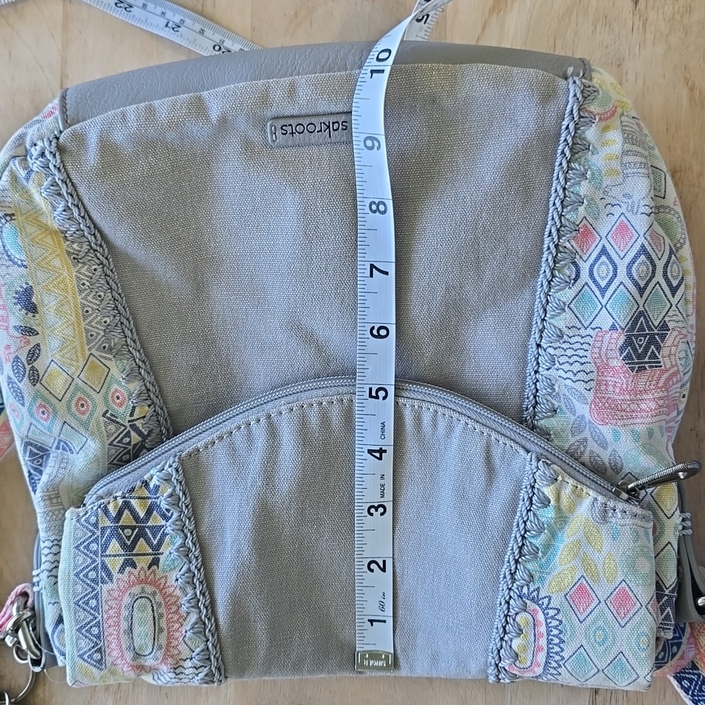 Sakroots Crossbody Bag Gray Multi Artist Circle Llama Foldover Boho - Picture 8 of 8